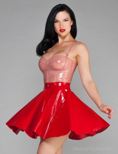 Latex Cheerleader Skirt - XL / Red