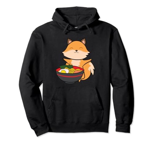 Cute Fox Eating Ramen Love Ramen And Foxes Pullover Hoodie - Unisex - Sage Green - XX-Large