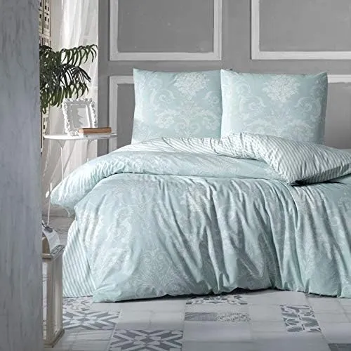 ZIRVEHOME Bettwäsche 200x220 cm. Weiß/Rosa geblümt, 100% Baumwolle/Renforcé mit Reißverschluss Atmungsaktiver 3 teilig Bettbezug Set mit Kissenbezuge 80x80 cm. Desima - 155 x 220 cm 4 teilig Alone V2