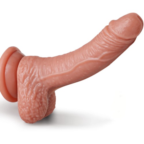 Dildo van 100% vloeibare siliconen, hoge temperatuurbestendigheid, realistische penisreplica voor jou met twee lagen en sterke zuignap, analdildo seksspeelgoed voor beginners, vrouwen en mannen, 19 x 3,5 cm