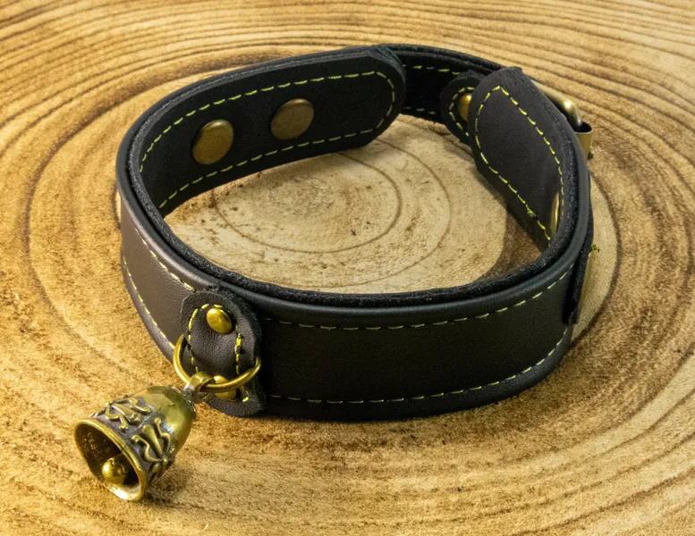 Leather brass bell collar