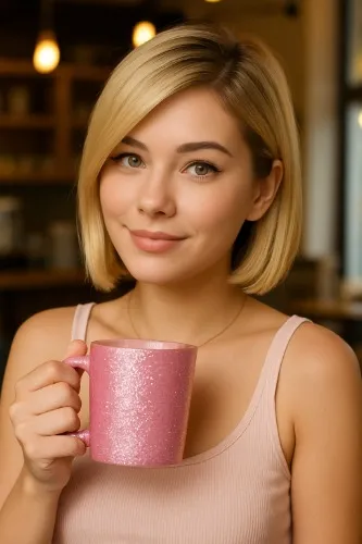 ☕ Caneca Rosa Glitter Fofíssima