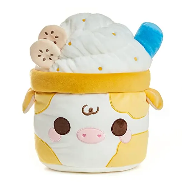 Cuddle Barn PlushGoals - Banana Mooshake Super Soft Cute Kawaii Cow Dessert Drink Collectible Stuffed Animal Plush Toy, 10 inches
