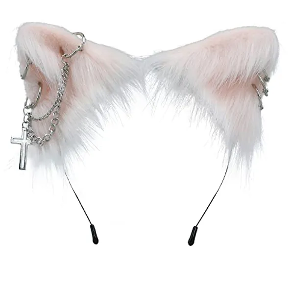 VIGVAN Cat Cosplay Ears Accessories Punk Gothic Cross Cat Ears Headbands Clips