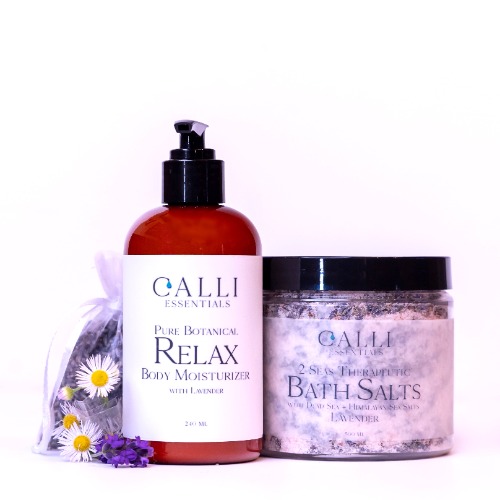 Aromatherapy Dead Sea Salt Bath + Aromatherapy Body Lotion - Lavender + Lavender Lotion + Lavender Sachet