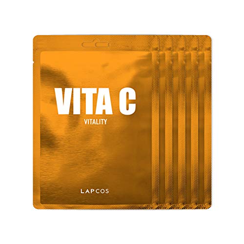 LAPCOS Vita C Sheet Mask, Daily Face Mask with Vitamin C to Brighten and Renew Skin, Korean Beauty Favorite, 5-Pack - Vita C