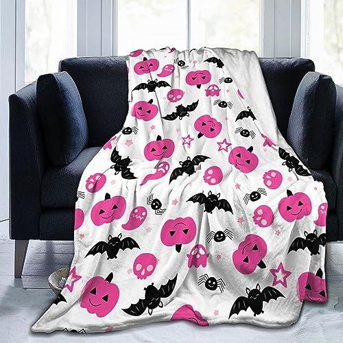 Halloween Blanket Soft Fleece Flannel Lightweight Pink Blankets Cozy Warm Plush Cute Throw Blanket Living Rooms Sofa Decor Blanket All Seasons 50x40 Inches - Halloween 01 - 50"x40"