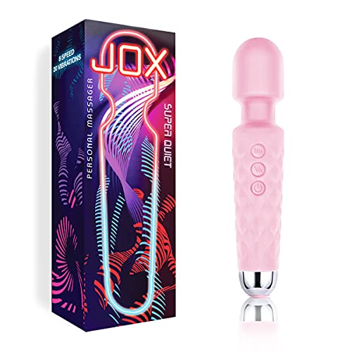 JOX wand massager wireless handheld personal massager for women 8 powerful speeds 20 modes cordless electric quiet waterproof - travel bag included (Light Pink) - Light Pink
