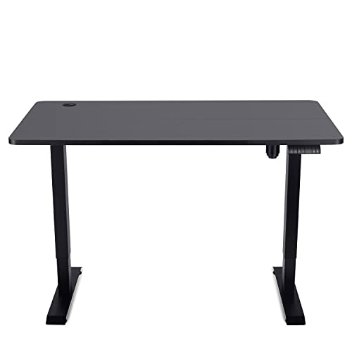 Devoko Electric Standing Desk Height Adjustable Standing Desk 120x60cm with Wood Desktop Thickness 1.5cm Sit Stand Desk Stand Up Desk Heavy Duty Steel 3 Memory Smart Pannel(Frame+Black Desktop) - 120x60cm Splice board - Black Frame+black Desktop