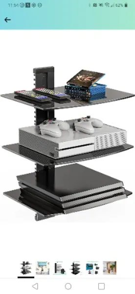 Amazon.com: WALI Floating Entertainment Center Shelves, Holds Up to 17.6lbs, TV Shelf with Strengthened Tempered Glasses for DVD Players, Cable Boxes, Games Consoles, TV Accessories (CS303B), 3 Shelf, Black : Home & Kitchen