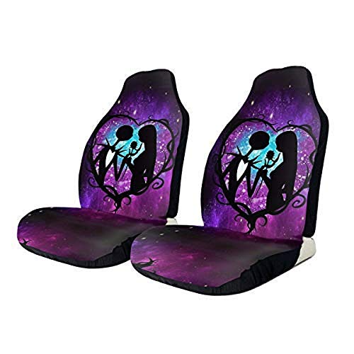Jinsshop Universal The Ni-GHT-mare Before Christ-mas Fit Full Set Front Seat Covers, Car Seat Protectors for Car, Vans, SUV & Truck 2 PCS (The Nightmare Before Christmas 8, 2 PCS)