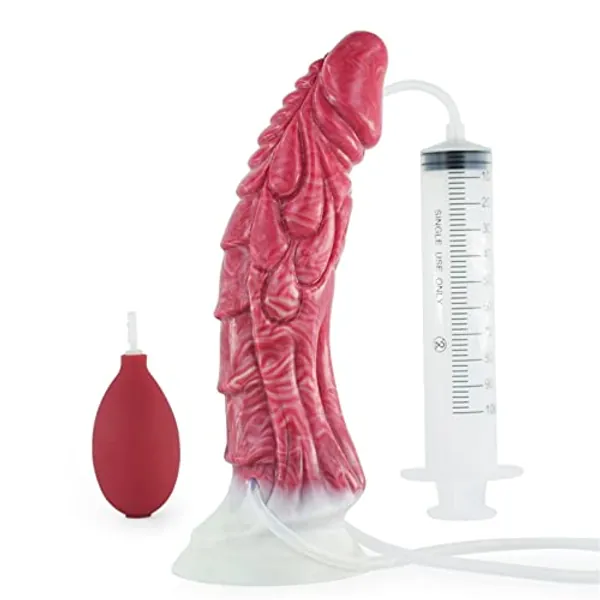 +7sueflly 9.05'' Liquid Silicone Dildo Squirting Dildo, Realistic Animal Ejaculating Dildo with Strong Suction Cup, Monster Dildo Anal Dildo Sex Toy, Women Dildo Adult Sex Toy, Red