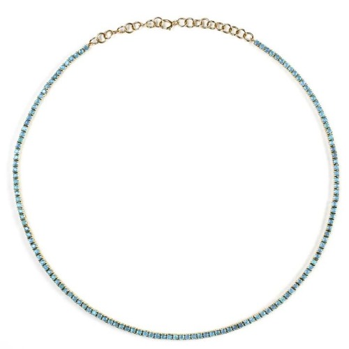 Aquamarine Tennis Necklace - 14K Yellow Gold