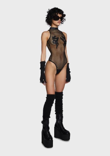 Bad Luck Dragon Fishnet Bodysuit | Small