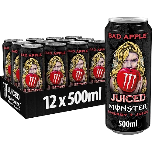 Monster Energy Bad Apple - koffeinhaltiger Energy Drink mit knackig-frischem Apfel-Geschmack - in praktischen Einweg Dosen (12 x 500 ml)