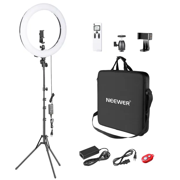 Neewer Advanced 2.4G 18-inch Dimmable Bi-Color LED Ring Light with LCD Screen