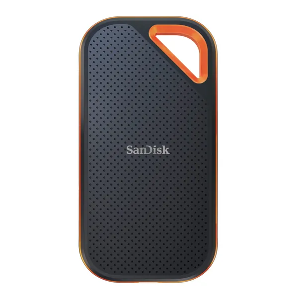 SanDisk Extreme PRO 2 TB NVMe SSD (tragbare NVMe SSD, USB-C, bis zu 1050 MB/s Lesen und 1050 MB/s Schreiben, robust und wasserbeständig, Karabinerhaken)]