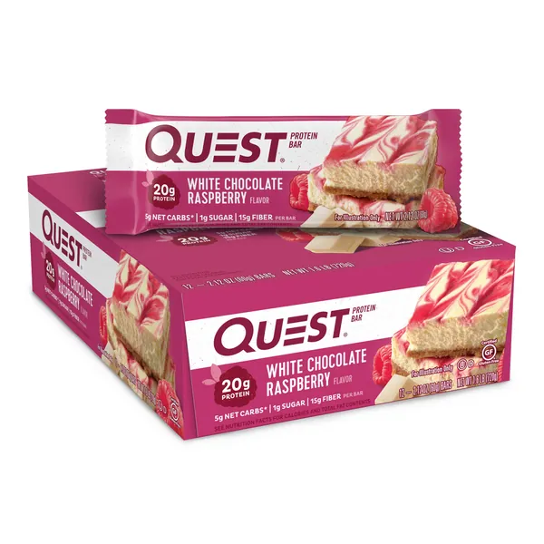 Quest Nutrition Protein Bar White Chocolate Raspberry 12 x 60 g, 1er Pack (1 x 720 g)