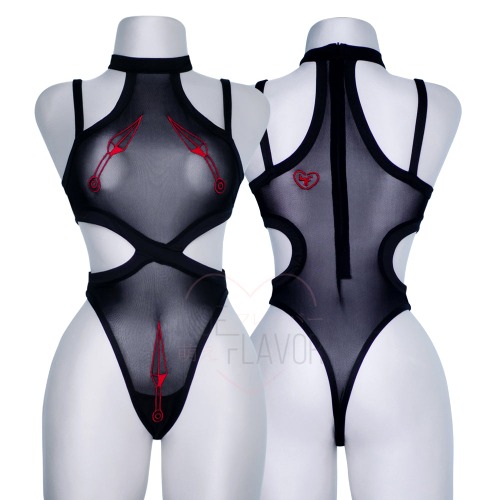 Slice Mesh Bodysuit - Black / XS/S