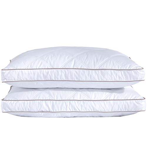 Goose Feathers and Down Pillow for Sleeping Gusseted Bed Hotel Collection Pillows, King, Set of 2
