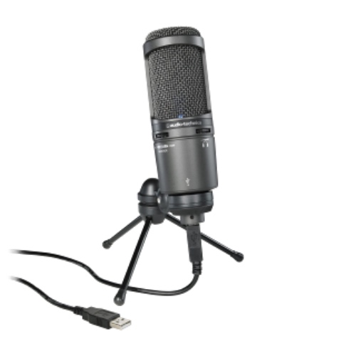 Audio-Technica AT2020USB+ Cardioid Condenser USB Microphone, With Built-In Headphone Jack & Volume Control, Perfect for Content Creators, Black - AT2020USB+
