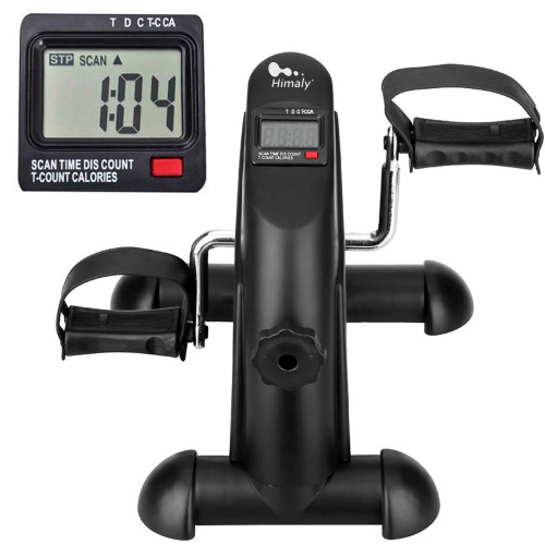 Mini Exercise Bike, himaly Under Desk Bike Pedal Exerciser Portable Foot Cycle Arm & Leg Peddler Machine with LCD Screen Displays - Black