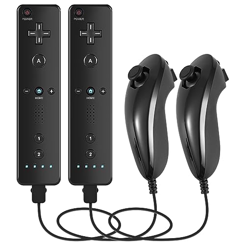 Hiyuky Wii Controller 2 Pack with 2 Nunchucks,Wii Remote for Wii/Wii U,Support Speaker and Vibration