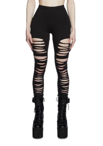 Crypt Creeper Shredded Leggings | BLACK / Small