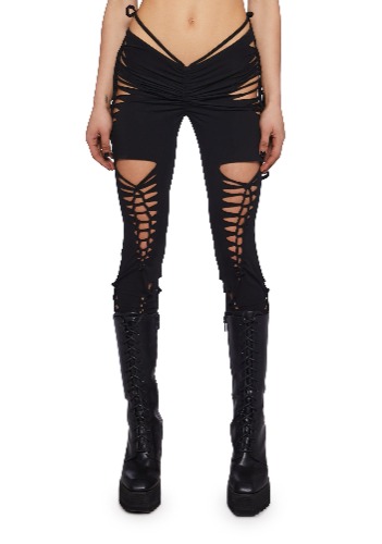 Crossfade Shredded Leggings- Black | BLACK / Small