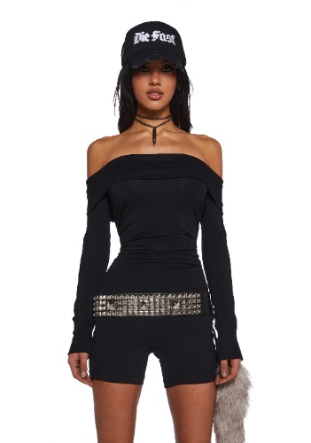 Repeat Offender Long Sleeve Romper | BLACK / Small