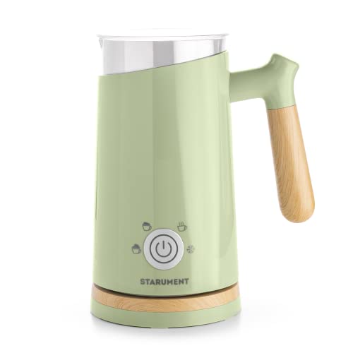 Starument Electric Milk Steamer & Frother - Automatic Foamer & Heater for Coffee Drinks - 4 Settings for Cold, Airy, Dense Foam & Warm Milk - Green