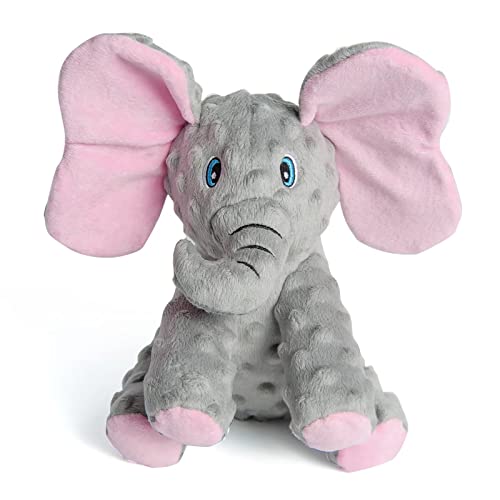 DODODOLA Stuffed Dog Toys Durable Plush Toy with Crinkle Paper Cute Elephant Squeaky Toys/ Chew Toys for Medium Large Breed - Elephant