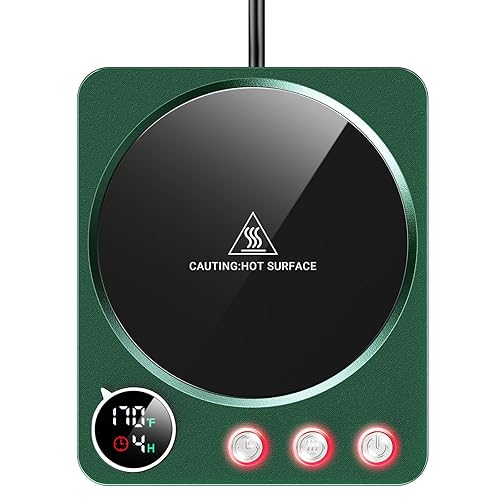 SWEETFULL Mug Warmer - 30W High Power, 3 Temp Settings, LED Display & 1-9H Timer, Coffee Cup Warmer for Desk, Candle Warmer, Coffee Accessories Gift for Women Men (Green) - Green