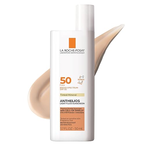 La Roche-Posay Anthelios Tinted Sunscreen SPF 40+, Broad Spectrum SPF + Antioxidants, Titanium Dioxide & Zinc Oxide Sunscreen, 4 Flexible Shades With No White Cast, Oil Free & Oxybenzone Free - 1.7 Fl Oz (Pack of 1) - Tinted