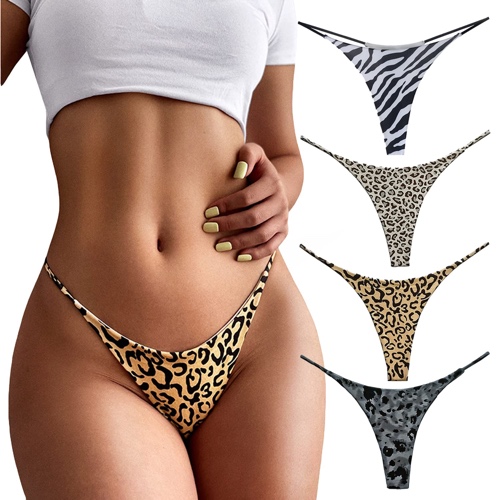 Aogda Thong for Women Cotton Underwear Low Rise Panties Woman G-String Thongs - A-4 Pack Medium