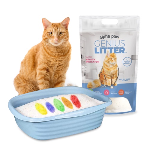 Alpha Paw - Genius Cat Litter, 5-Color Health Indicator, Odor Eliminating, Non-Stick, Lightweight Crystals, Non-Clumping, High Absorption, Unscented - 1 Cat