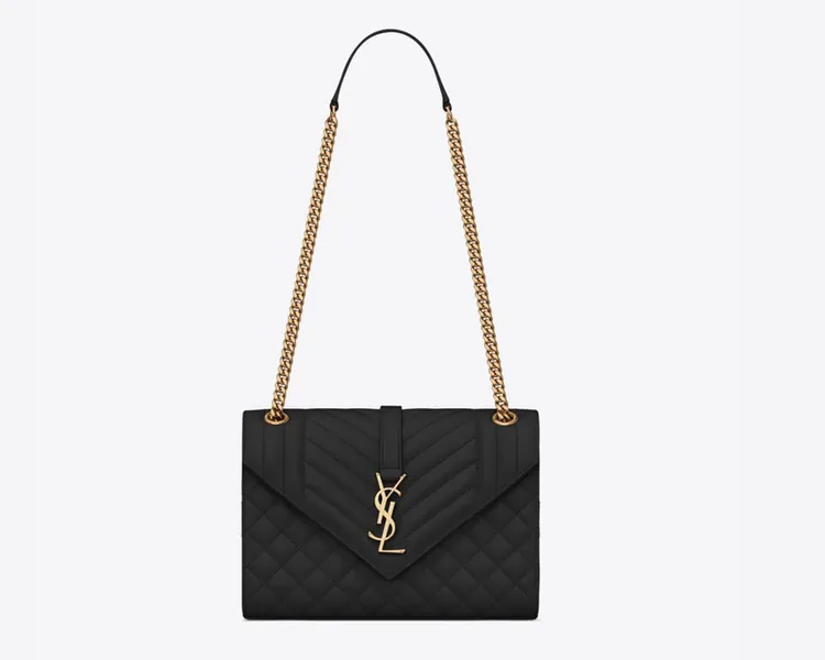 Envelope Medium Chain Bag in Embossed Leather | Gold