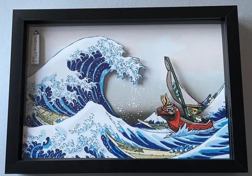 Legend of Zelda Great Wave off Kanagawa 3D Art | Etsy