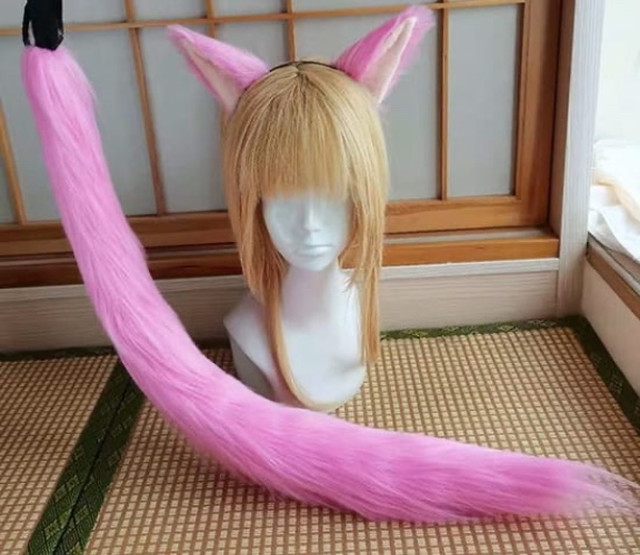 Soul Snatch | FFXIV Miqo'te cosplay handcrafted cat ears and tail FF 14 - Hot Pink ears + tail