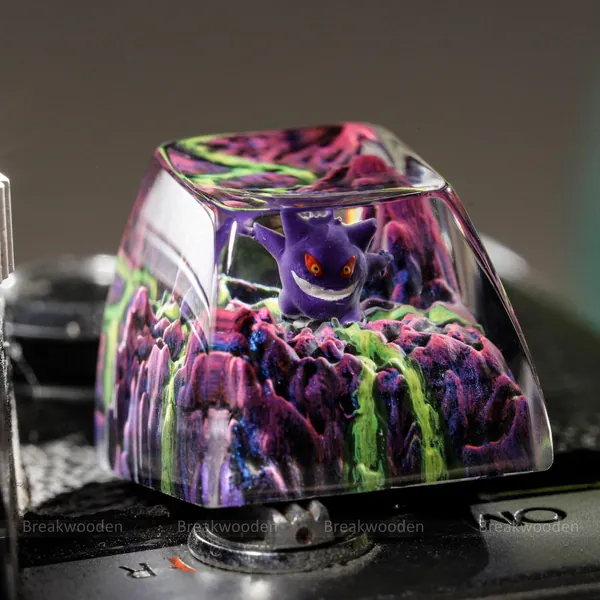 Gengar Pokemon, pokemon keycap, custom pokemon, custom keycap, artisan keycap, SA ESC keycap, mechanical keycaps | Gift for him