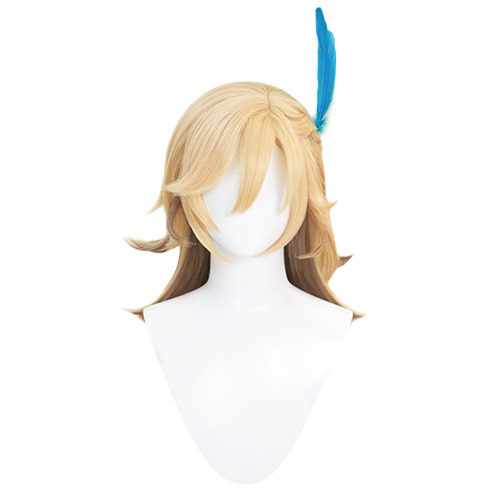 【US/EU LOCAL SHIPPING 】DokiDoki Game Genshin Impact Cosplay Kaveh Cosplay Short Blonde Wig / Earrings | 【For CZ/GE/AT/BE/PL/NL/FR/IT/ES/PT Addresses Only】 / Kaveh Wig+Feather