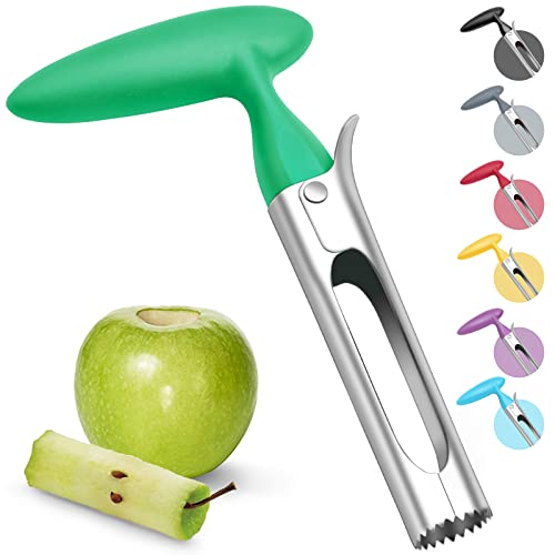Asdirne Premium Apple Corer, Food-Grade Stainless Steel Blade, Sturdy Ergonomic Handle, Easy to Use, Sharp and Durable, for Removing Cores of Apples and Pears, 6.9Inch, Green - Green