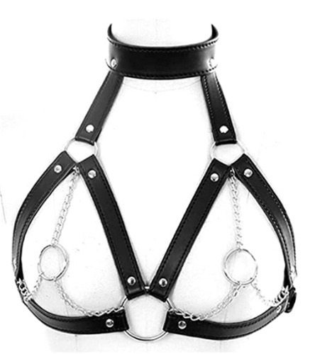 Fashion Leather Waist Belt Harness Punk Gothic Metal Chain Link Waist Straps for Women - Black 4