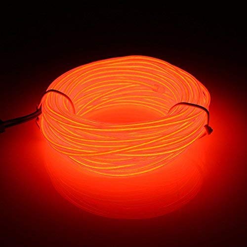 EL Wire, 3M Flexible Neon 3 Light Modes Portable Battery Powered Electroluminescence Wire Pack Drivers High Brightness for Xmas Car Party Decoration Wedding Pub (9ft/3m)(Orange)
