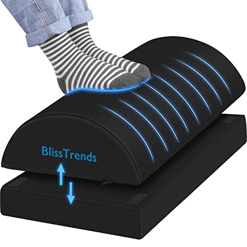 BlissTrends Foot Rest for Under Desk at Work-Versatile Foot Stool with Washable Cover-Comfortable Footrest with 2 Adjustable Heights for Car,Home and Office to Relieve Back,Lumbar,Knee Pain-Black Long - Black - Long-20 Inch