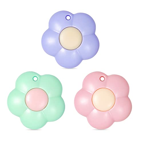 Fengek 3 Pcs Mini Retractable Utility Knife Flower Pocket Box Cutters Plastic Letter Opener Slide Open with Keychain Hole for Box Letter Envelope, Flower Shape