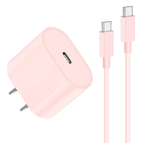 20W USB C Charger with USB C to C Fast Charging Cable for iPad Pro 12.9, iPad Pro 11 inch, iPad 10th Generation, iPad Air 5th/4th Generation, iPad Mini 6, PD Charger Block with Charger Cord - macaron powder