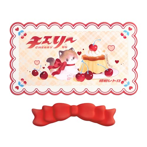 GeekShare Kawaii Mouse Pad Wrist Rest Set, Non-Slip Rubber Base Desk Mat and Memory Foam Wrist Rest for Gaming,or Home Office Work - Cat's Milk Tea Shop