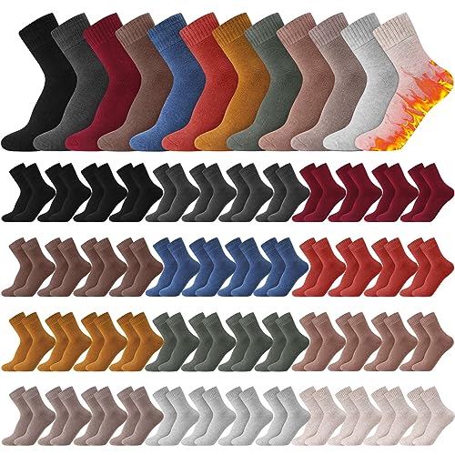 Liitrsh 48 Pairs Winter Wool Socks for Women and Men Thick Thermal Hiking Socks Warm Thick Socks Soft Cozy Crew Work Socks for Hiking Cold Weather Boot Socks