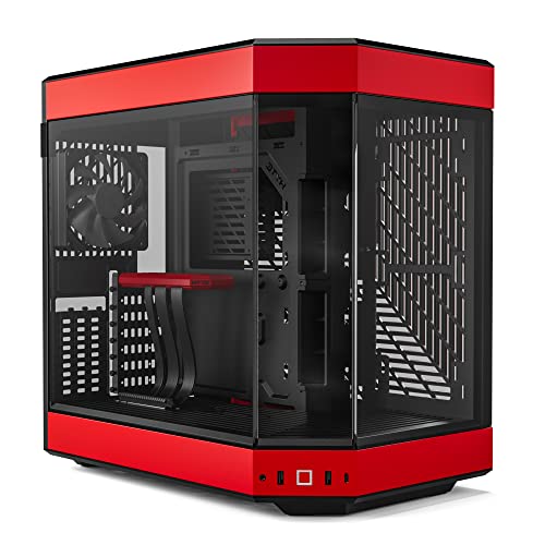 HYTE Y60 Modern Aesthetic Dual Chamber Panoramic Tempered Glass Mid-Tower ATX Computer Gaming Case with PCIE 4.0 Riser Cable Included, Red (CS-HYTE-Y60-BR) - Red - Y60